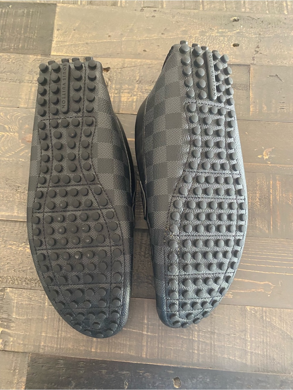 Louis Vuitton Black Damier Leather Loafers! NEVER WORN!!! - Picture 2 of 4